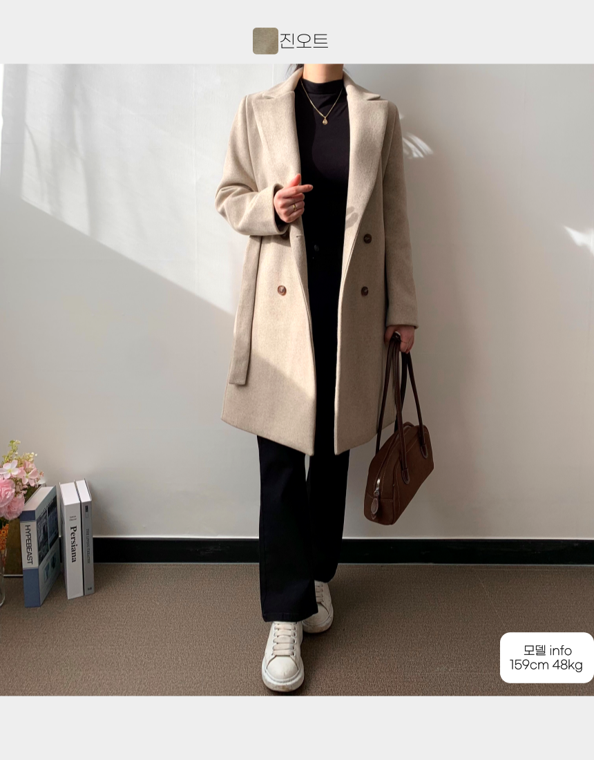 [누빔버전추가] 핏좋은 키작녀롱코트 누빔코트 더블코트 울 여성 겨울 가을 블랙 하객룩 상세 이미지 29