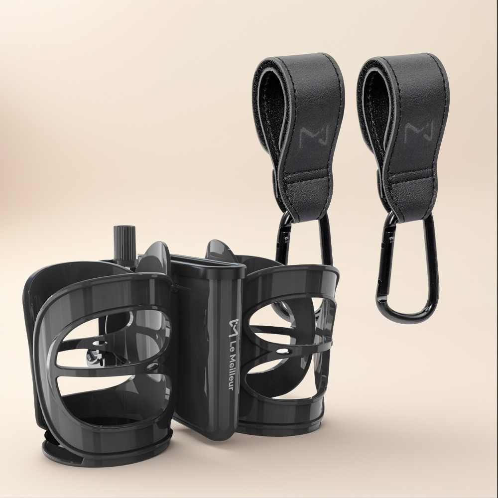 르메이어 3in1 유모차 핸드폰 스마트폰 컵홀더 거치대 2구 + 레더 카라비너 유모차 걸이 2P 세트