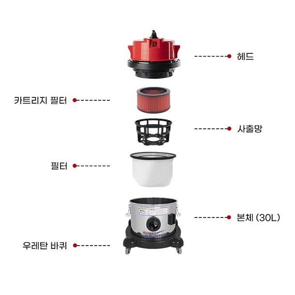 흡입력좋은 업소용 유선진공청소기 30L 동물병원청소기 이미지 6