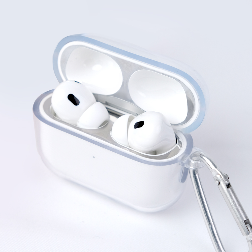 르메이어 에어팟 프로 2 투명 케이스 변색방지 TPU 철가루 방지 스티커 키링 세트