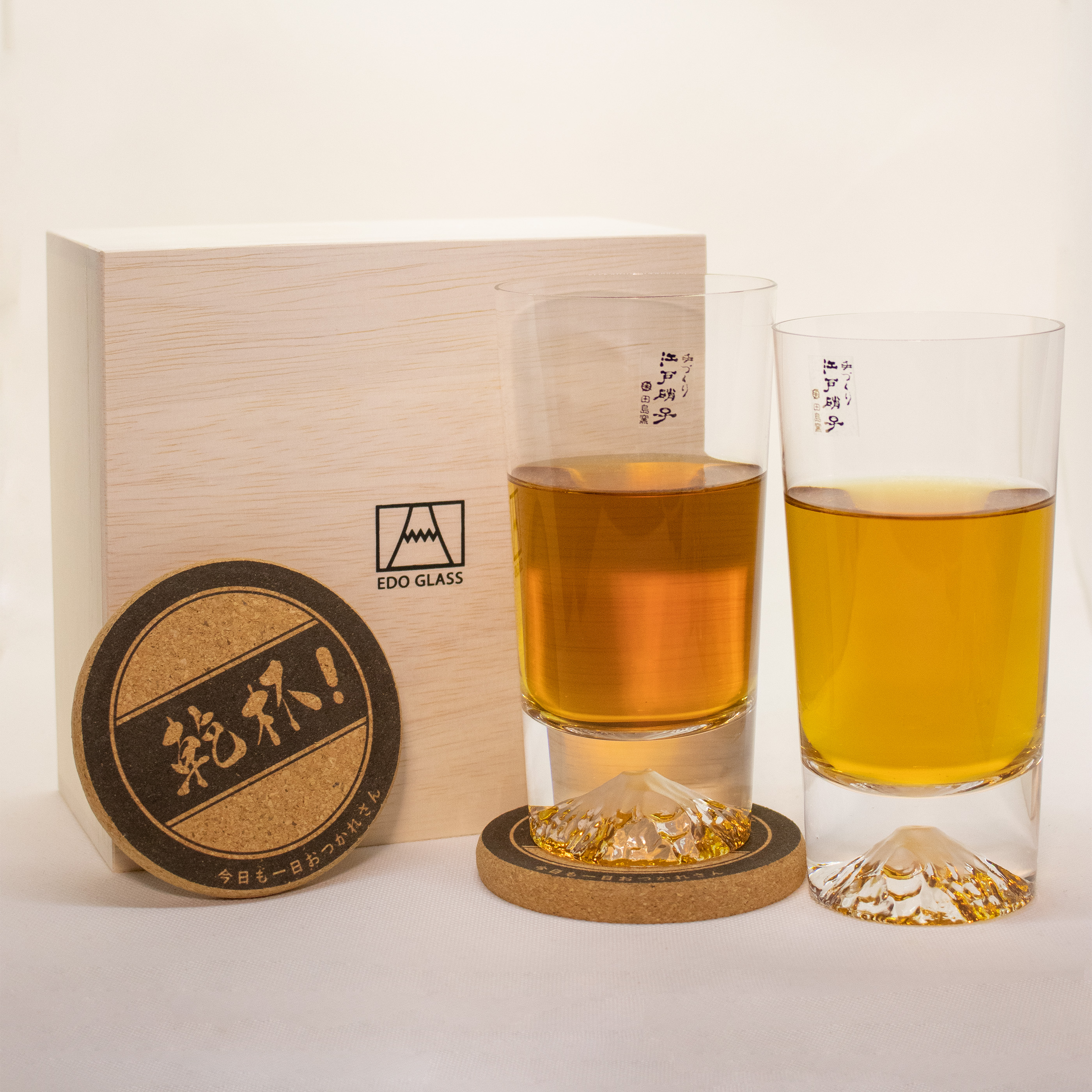 타지마 TAJIMA 글라스 후지산 록 위스키 잔 2P 페어 세트