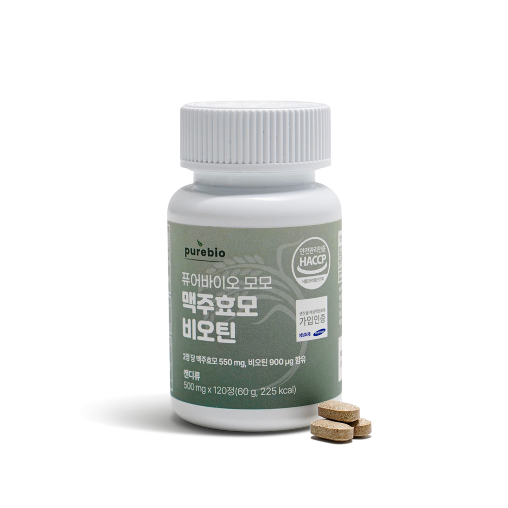 퓨어바이오 모모 맥주효모 비오틴 500mg x 120정, 1개 - 메인 이미지