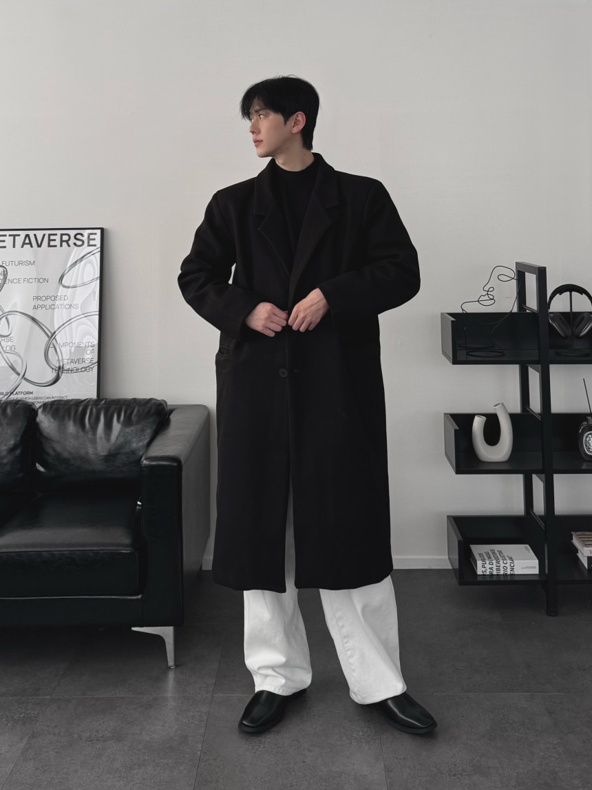 하객룩 두꺼운 울 모직 캐시미어 롱코트 오버핏코트 2color 상세 이미지 82
