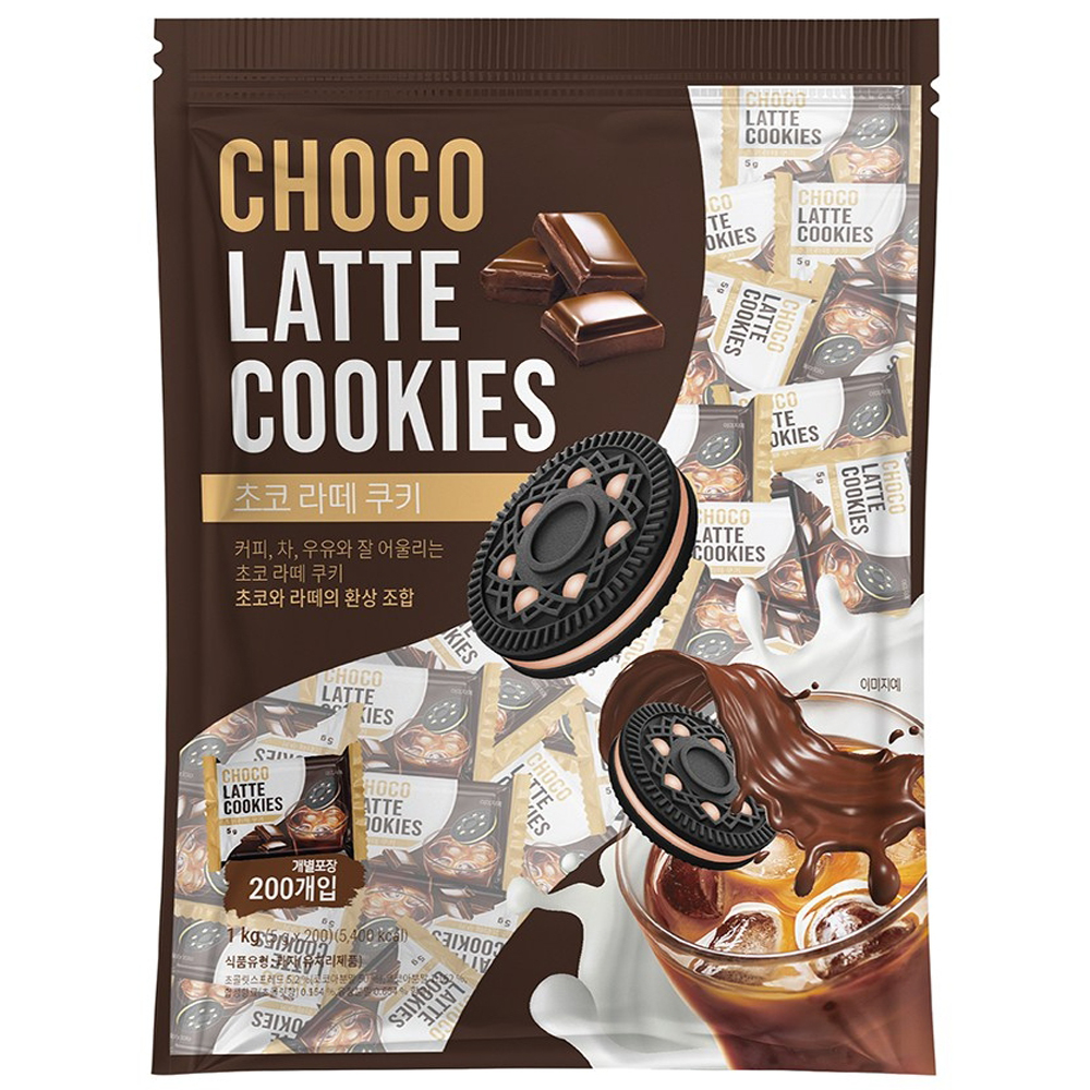 라떼쿠키 대용량 개별포장 한입쿠키 초코, 1kg, 6개 - 상품 이미지