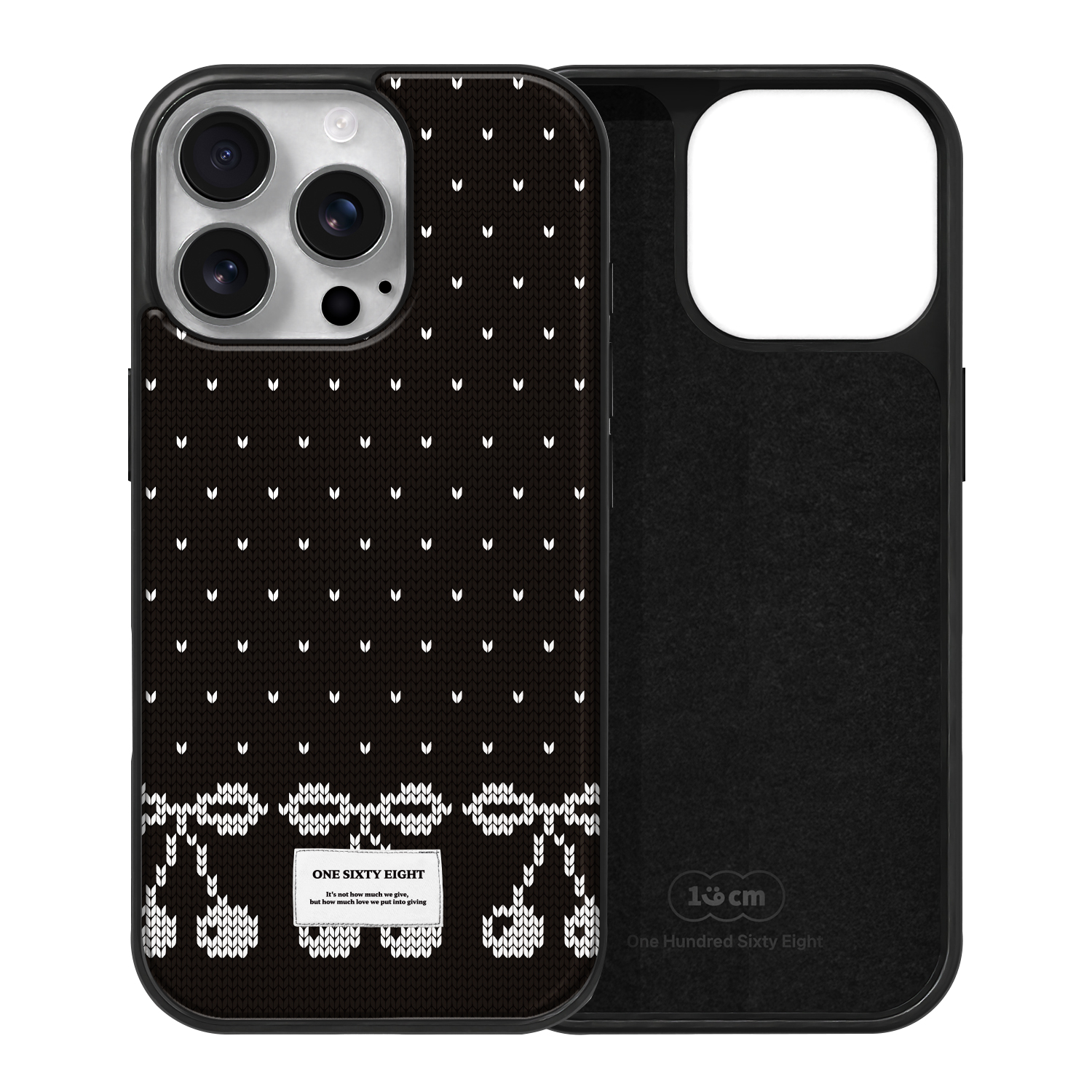 아이폰16 프로 케이스 맥세이프 하드 스웨이드 블랙 체리 니트 - 상세 이미지 2
