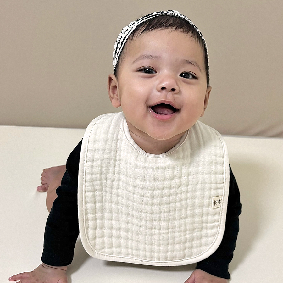 바니블라썸 4중거즈 면 아기 턱받이 살구 유아턱받이 침받이 스카프빕