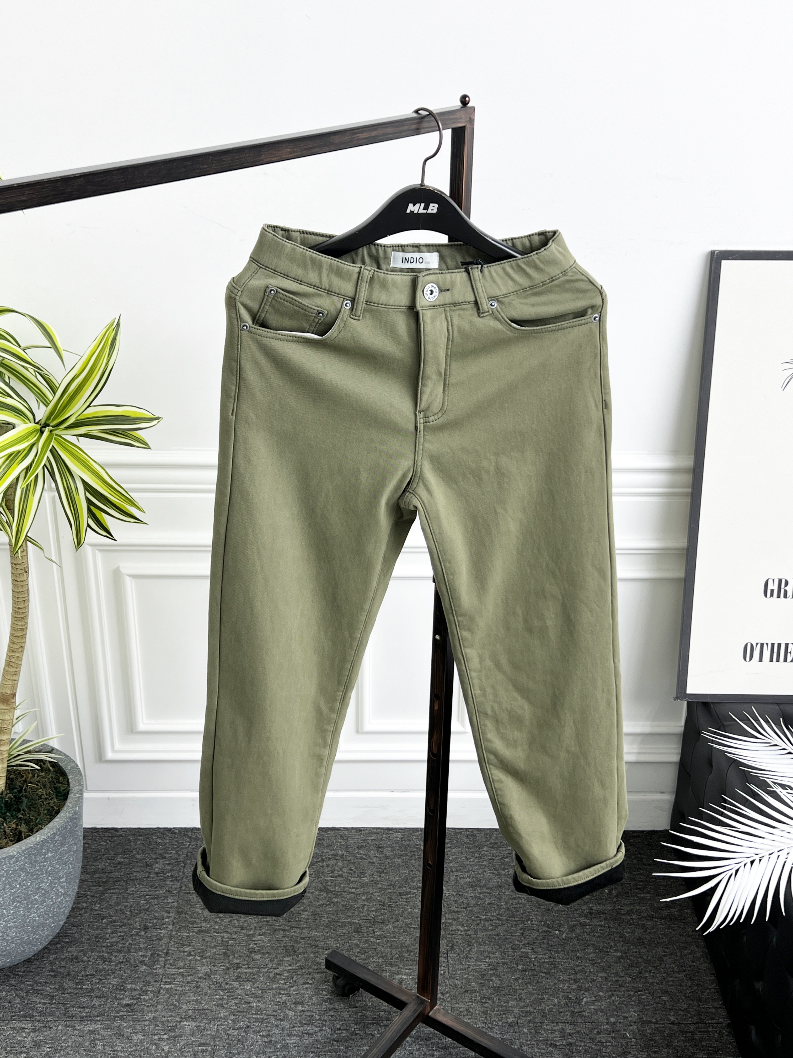 남자 기모바지 히든밴딩 겨울 융털 방한 스판 세미와이드 면팬츠 - 상세 이미지 2