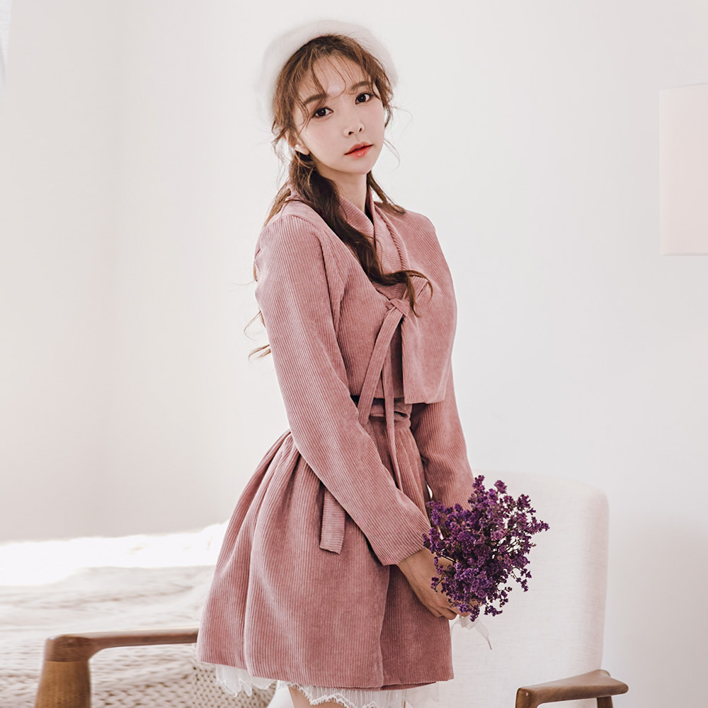 미니 핑크 허리치마 생활한복 개량 계량 퓨전 반티 - 상품 이미지