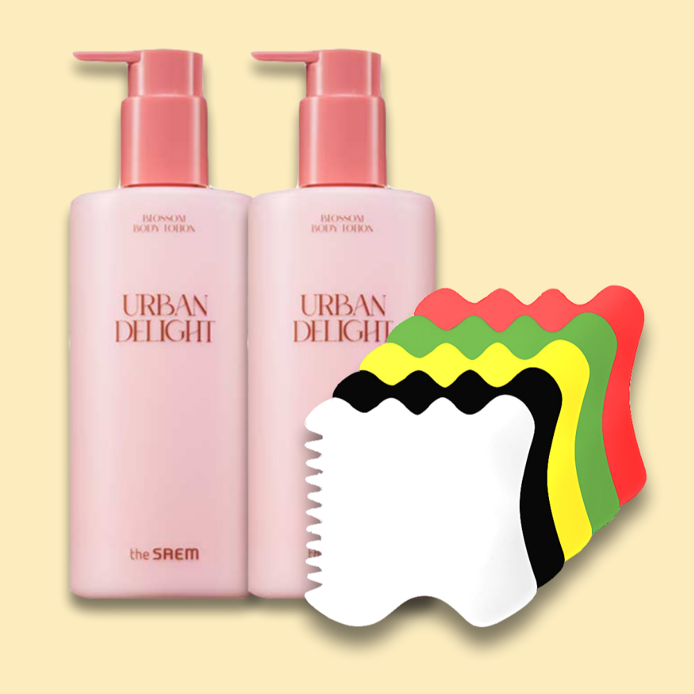 더샘 어반딜라이트 바디로션 블라썸 395ml 2개+오행 접시 괄사 1개 가성비갑 홈 셀프 전신 마사지 : 코스메틱살롱