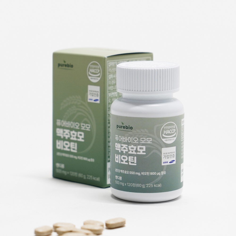 퓨어바이오 모모 맥주효모 비오틴 500mg x 120정, 4개 - 상세 이미지 3