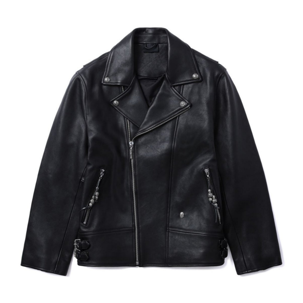 베이프 자켓 BAPE BLACK LEATHER BIKER JACKET 1K70-140-308 - 메인 이미지