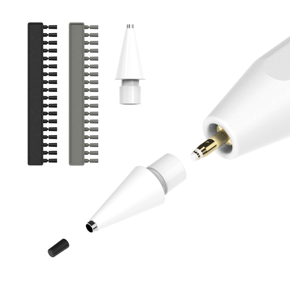 랩씨 애플펜슬 펜촉 무소음 펜촉 팁 프로 1 2세대 USB-C HB+2B 36개입 - 상품 이미지
