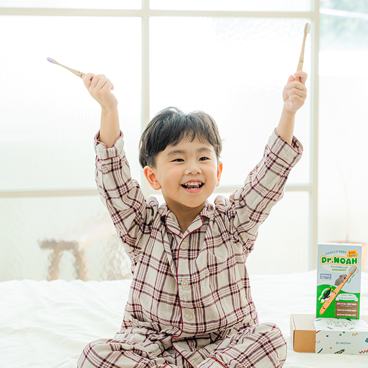 미세플라스틱 안심 닥터노아 대나무 유아 아기칫솔 6개입 2개+치약 2개