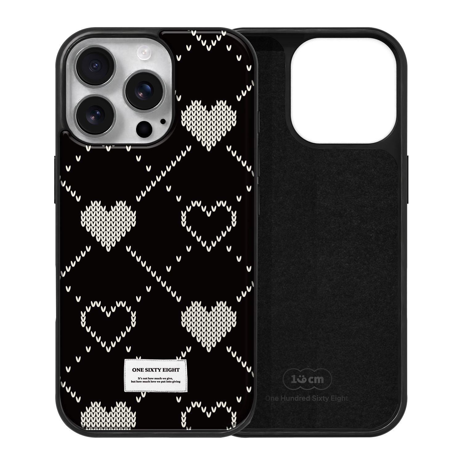 아이폰16 프로 맥세이프 케이스 자석 스웨이드 블랙 하트 니트 - 상세 이미지 2