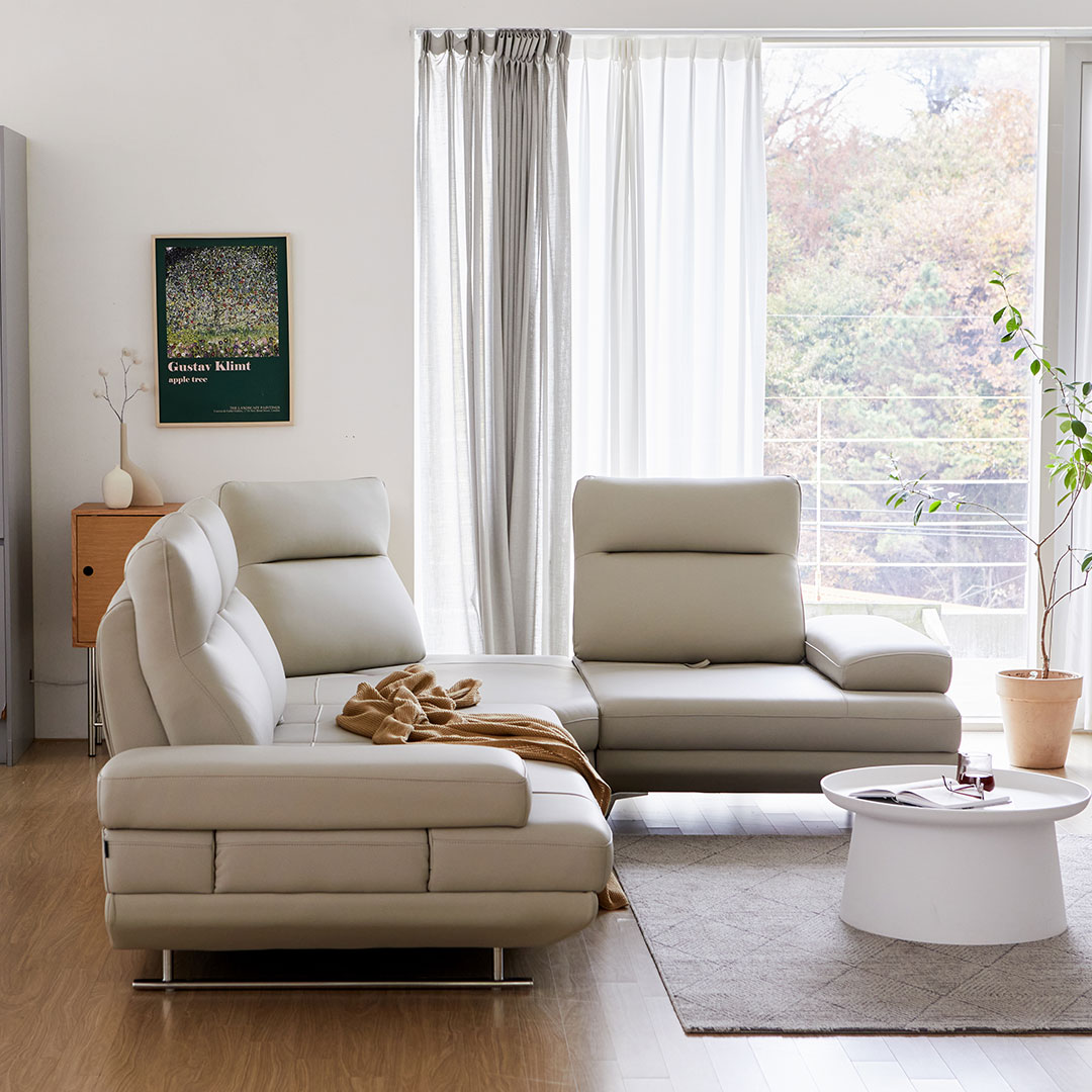 모던홈즈 디셈버 천연가죽 스윙 4인 코너형 소파