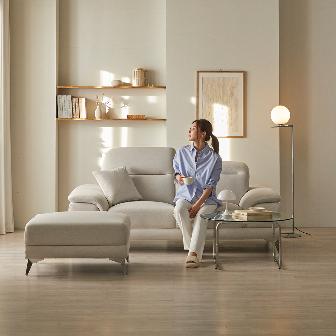 [특판행사] 아크 루카스 패브릭 소파 이지클린 갤럭시원단 스툴 스툴미포함, 아이보리, 3인용