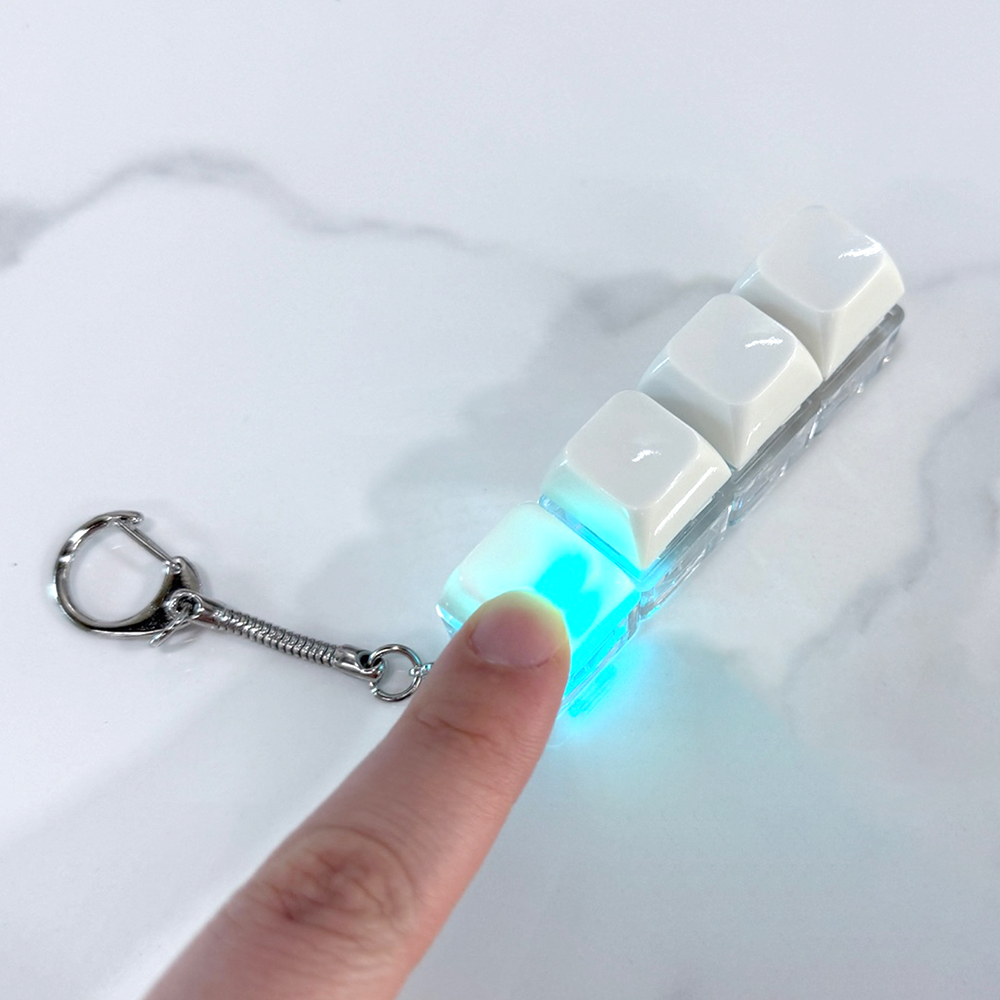 LED 키캡 열쇠고리 키링 스위치 딸깍이 선물 차키키링 화이트 4구 - 상품 이미지
