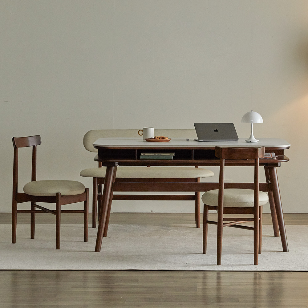 데이지 양면 원목 세라믹식탁 수납 직사각형 테이블 6인용 스퀘어 화이트 그레이 1800