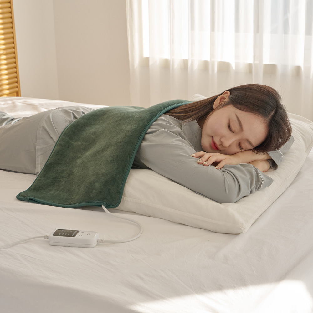 온열찜질기 전기찜질팩 허리 어깨 배 찜질 매트 황토 맥반석 중형 그린