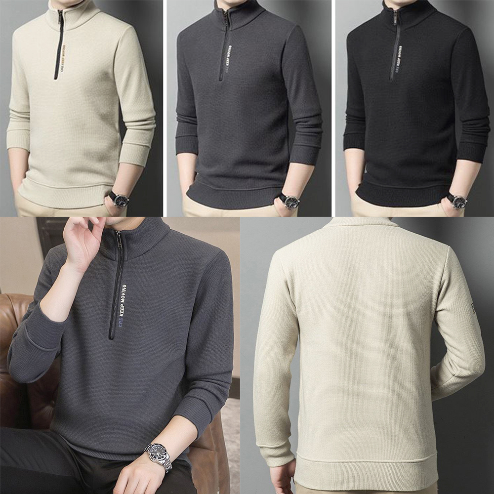 남성 기모 티셔츠 따뜻한 남자 융털 와플 집업 보온 긴팔티 - 상품 이미지