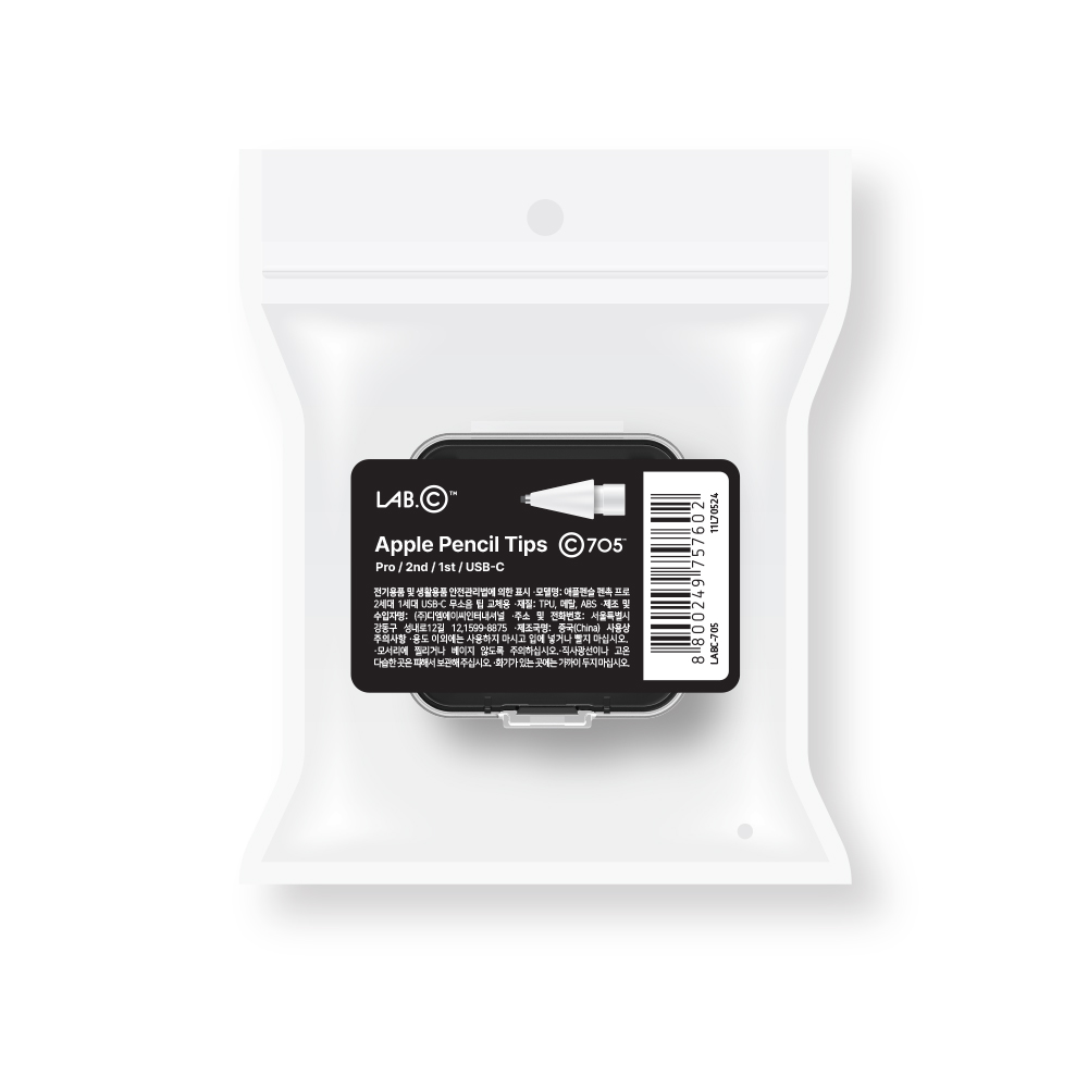 랩씨 애플펜슬 펜촉 무소음 펜촉 팁 프로 1 2세대 USB-C HB+2B 36개입 이미지 7