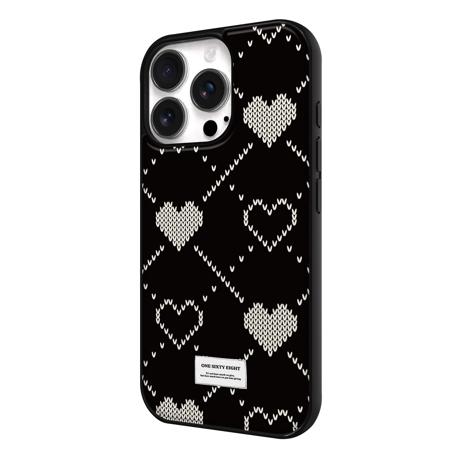 아이폰16 프로 맥세이프 케이스 자석 스웨이드 블랙 하트 니트 - 상세 이미지 4