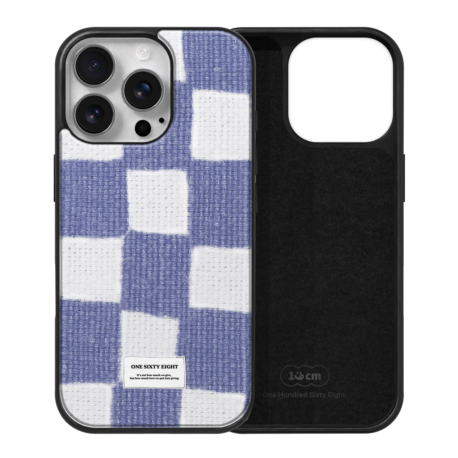 아이폰16 프로 맥세이프 케이스 심플 스웨이드 니트 체크 블루 - 상세 이미지 2