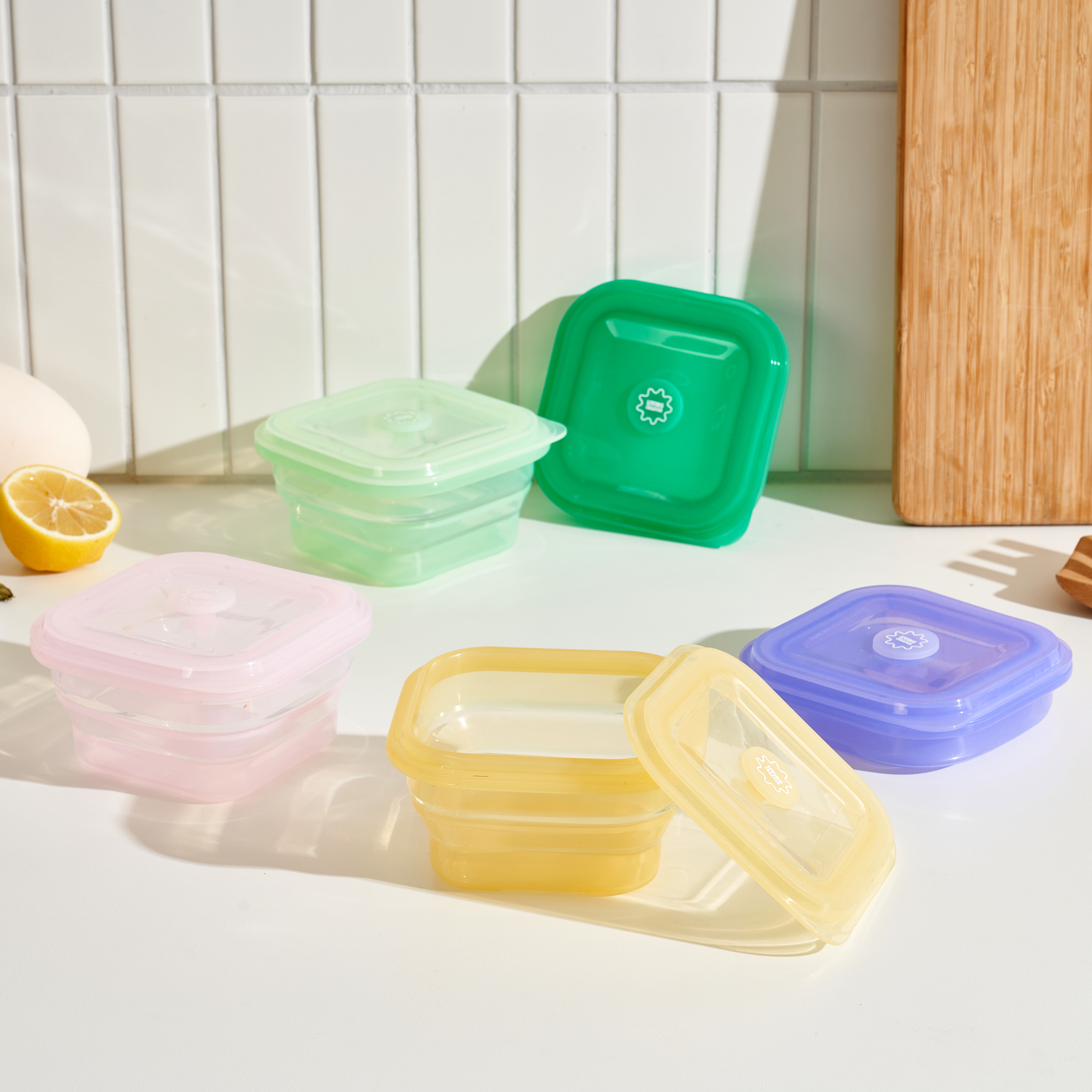 3단 폴딩 실리콘 밀폐용기 냉동밥용기 밥팩 푸쉬락(지켜락) 400ml 5종 세트 이미지 6