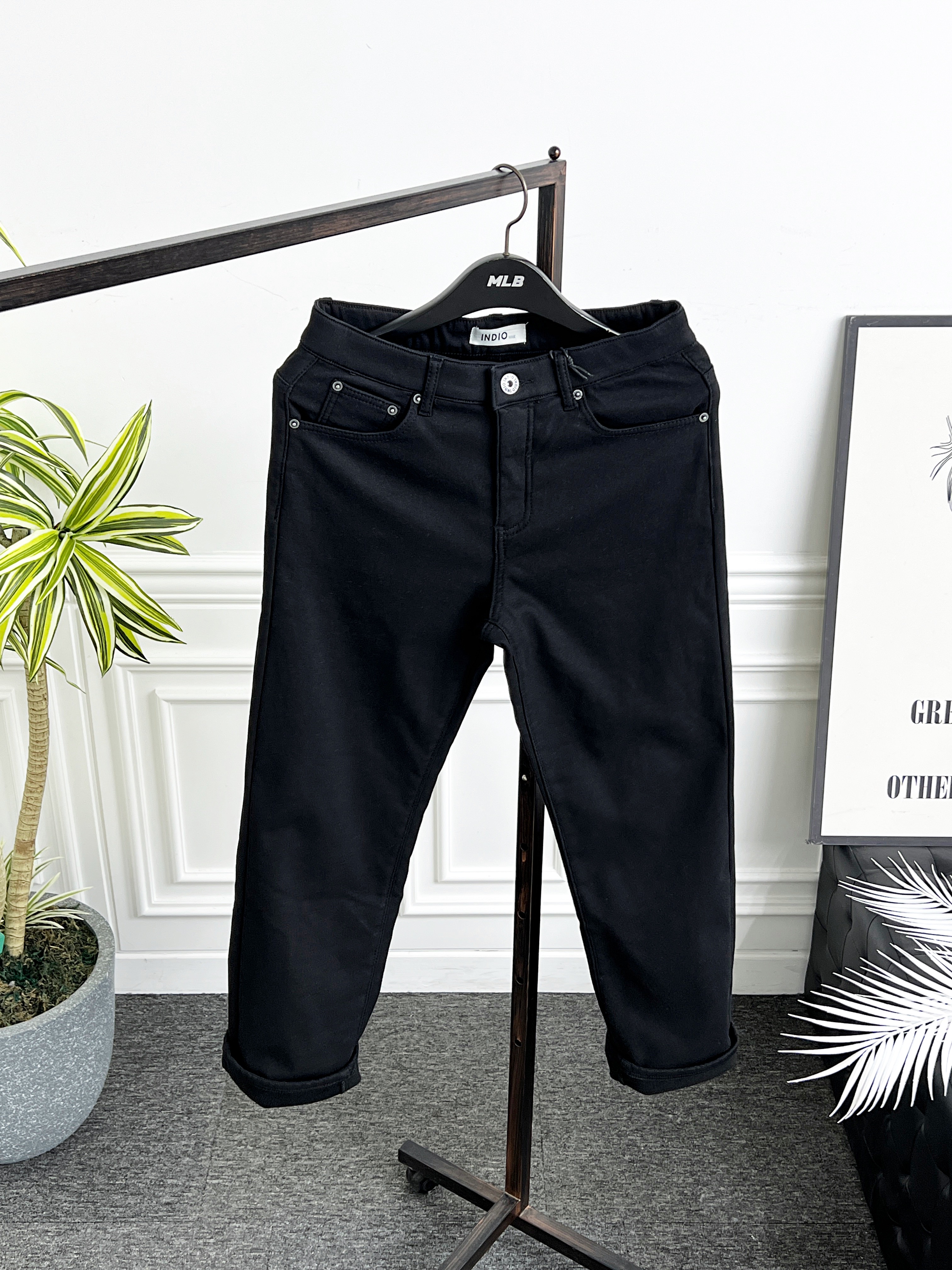 남자 기모바지 히든밴딩 겨울 융털 방한 스판 세미와이드 면팬츠 - 상세 이미지 4