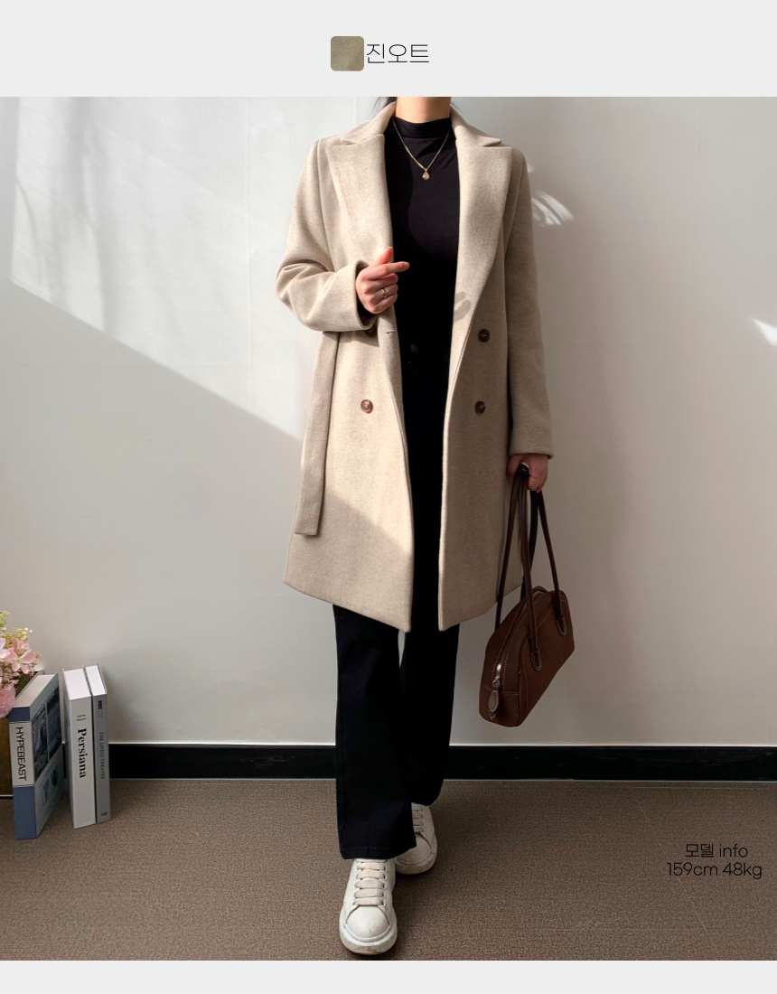 [누빔버전추가] 핏좋은 키작녀롱코트 누빔코트 더블코트 울 여성 겨울 가을 블랙 하객룩 상세 이미지 30