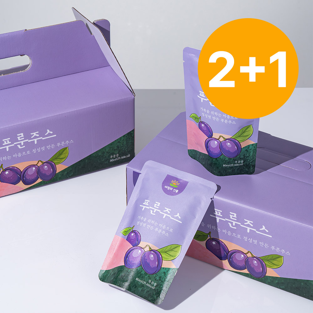 [2+1]아침의선물 푸룬주스 80ml 60포 아기 임산부 푸른쥬스 100%국내생산 푸룬농축30% - 상품 이미지