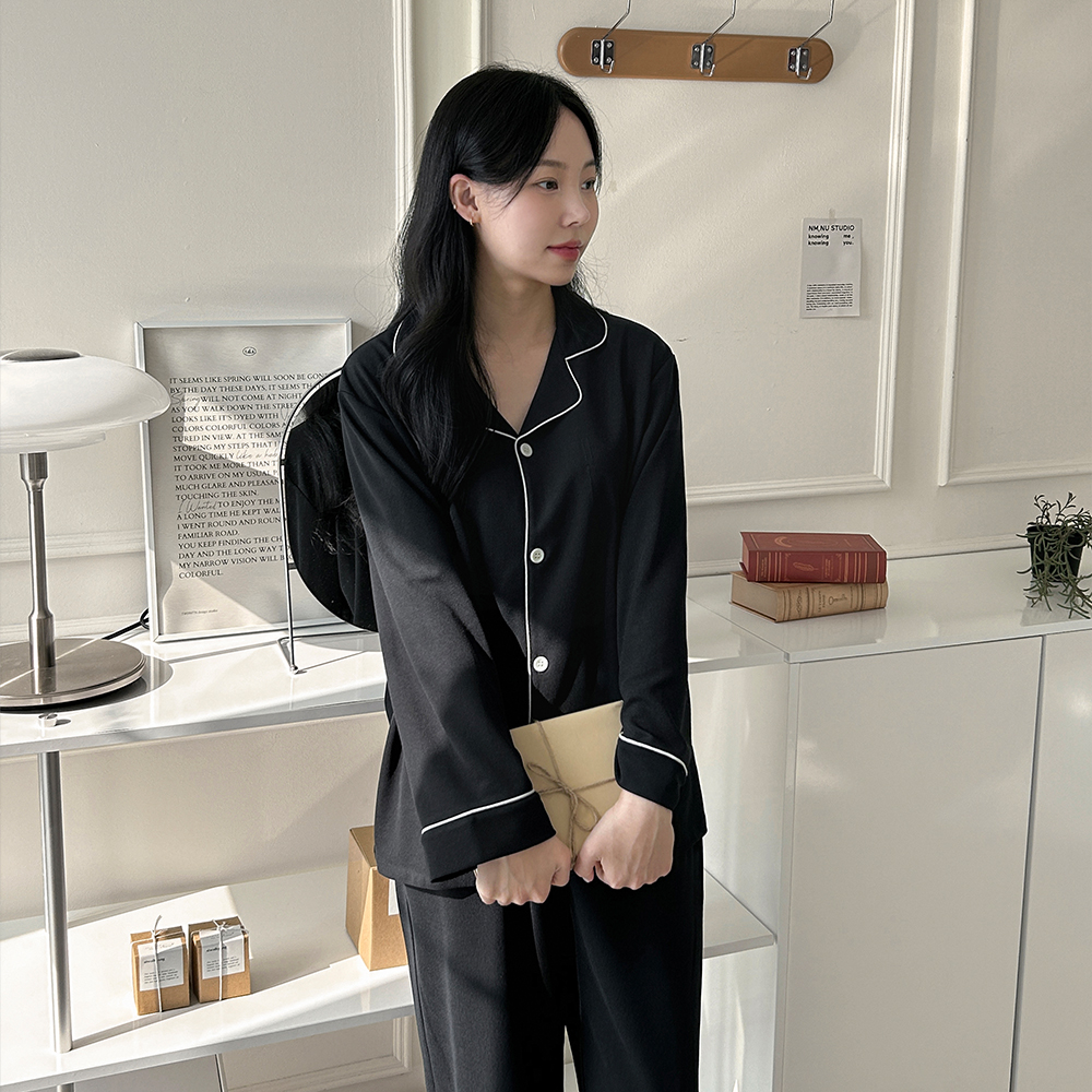 머스크 긴팔 커플파자마 남녀공용 잠옷세트 - 상세 이미지 2