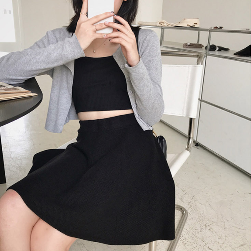 겨울플레어스커트 미니 밴딩 A라인 여성 하이웨스트 치마 - 상세 이미지 2
