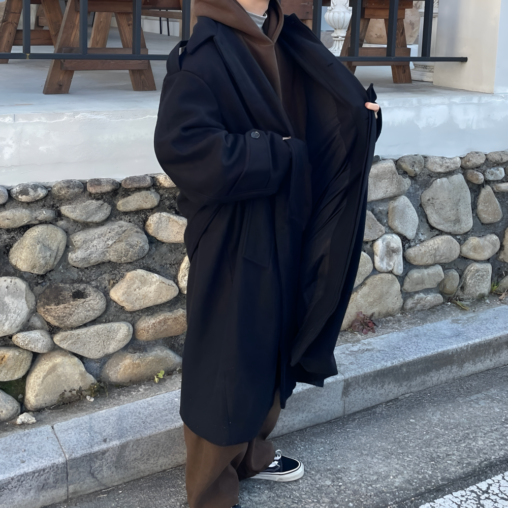발마칸 코트 겨울 울 남자 롱 코트 핸드메이드 모직 트렌치 이미지 6