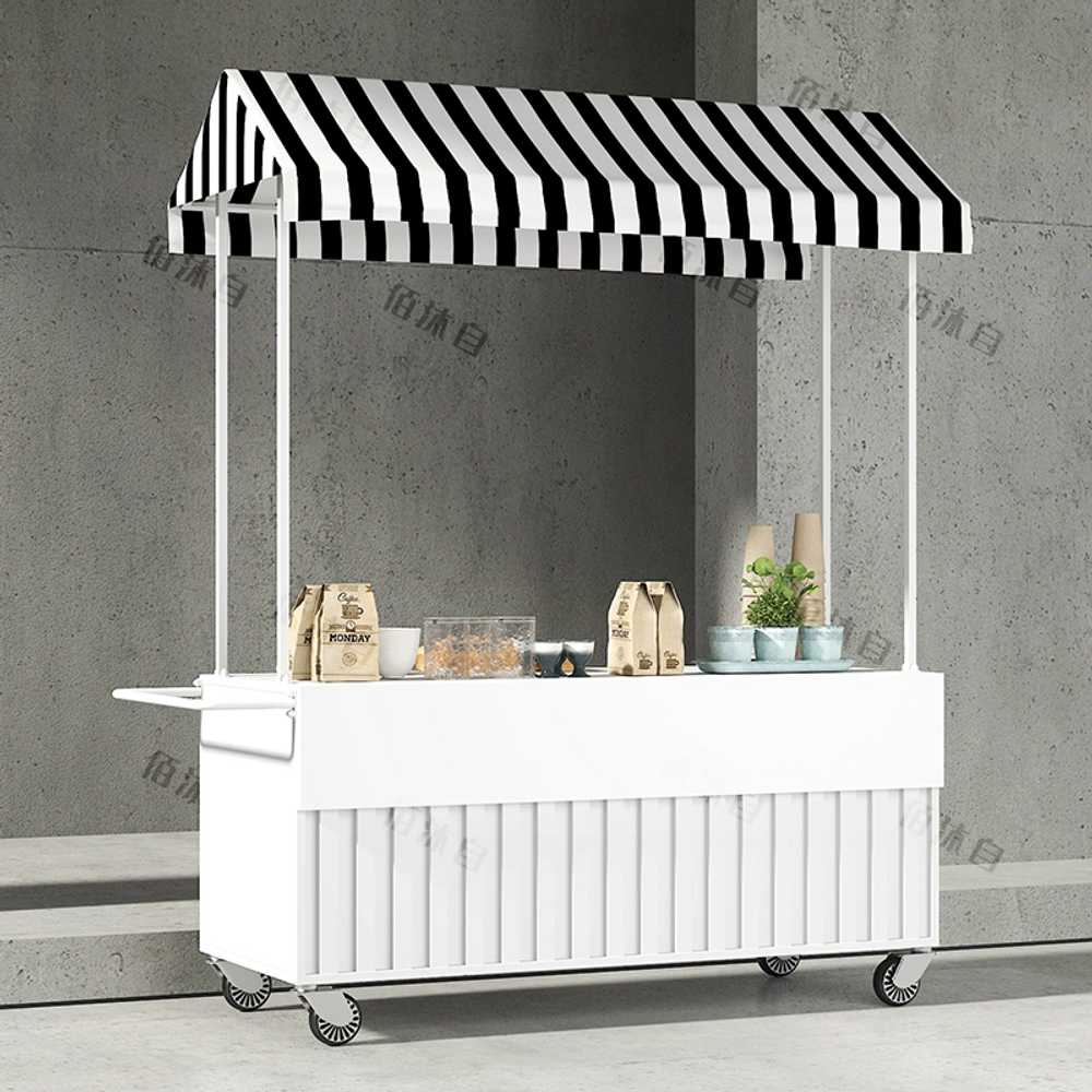 판촉 플리마켓가판대 푸드 상품 카트 박람회 야시장 카트 옐로우100x60x200 - 상세 이미지 3