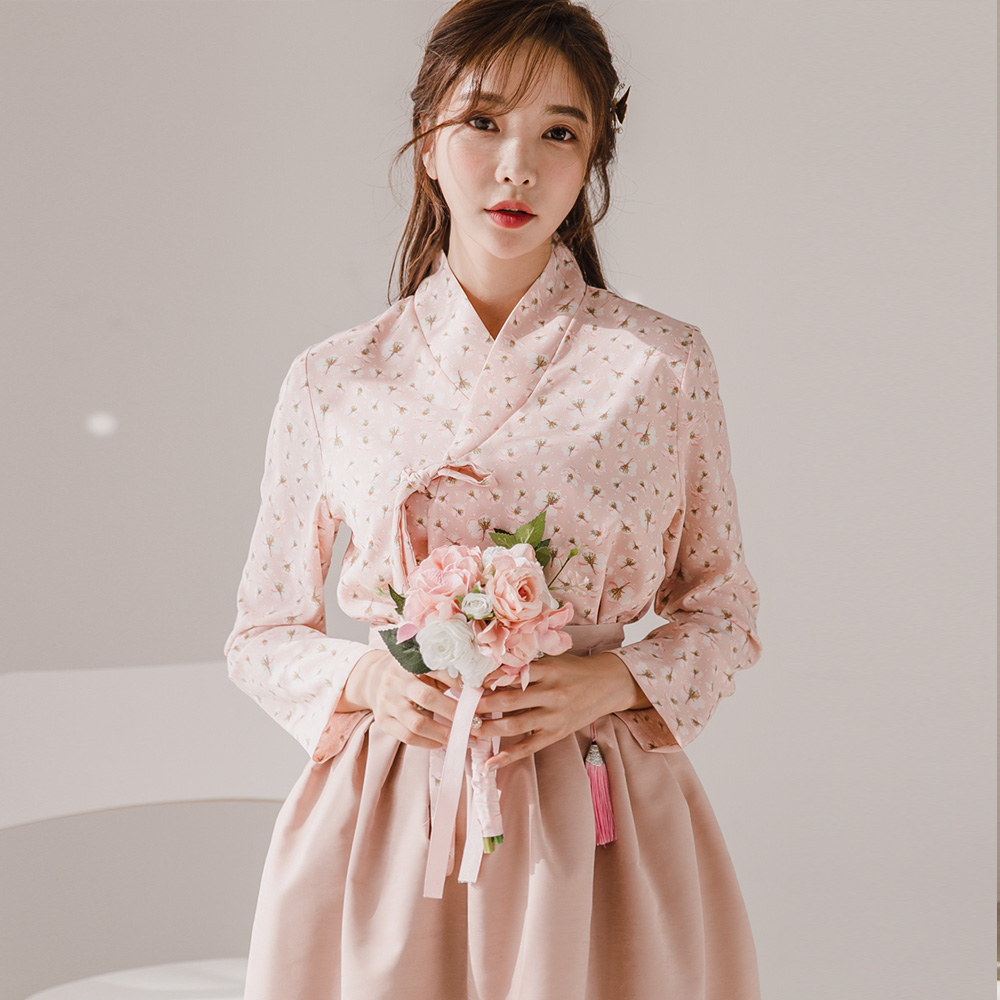 인화 핑크 허리치마 생활한복 개량 계량 퓨전 반티 - 상품 이미지