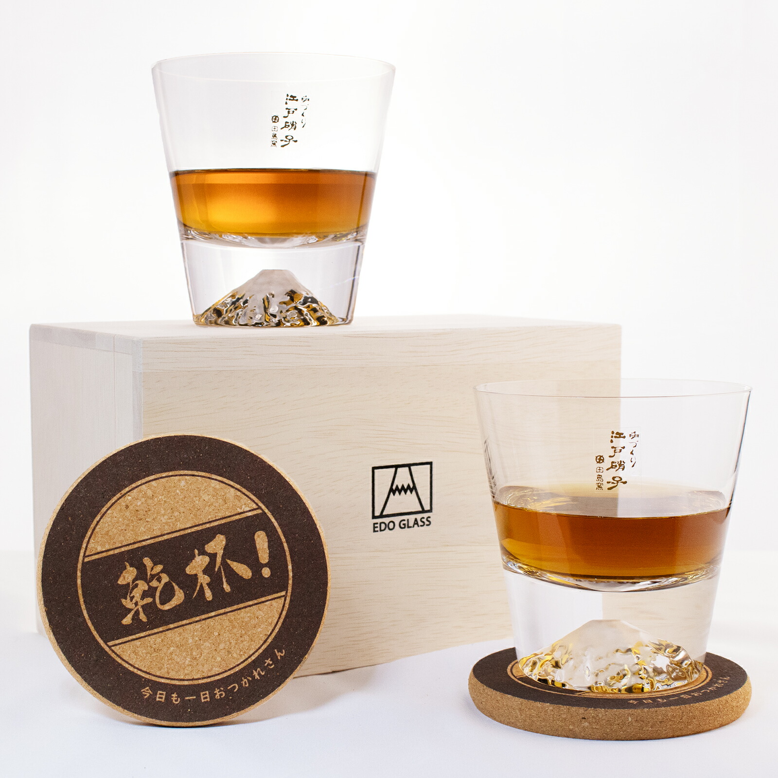 타지마 TAJIMA 글라스 후지산 록 위스키 잔 2P 페어 세트