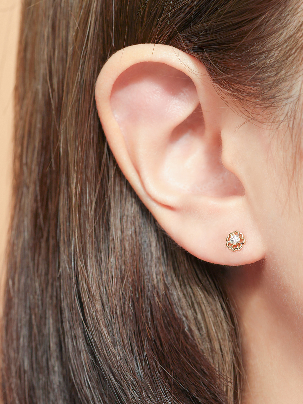 [0.8mm]14K 인터널 모이사나이트 다이아 팬지 라블렛 피어싱 귀걸이 이미지 6
