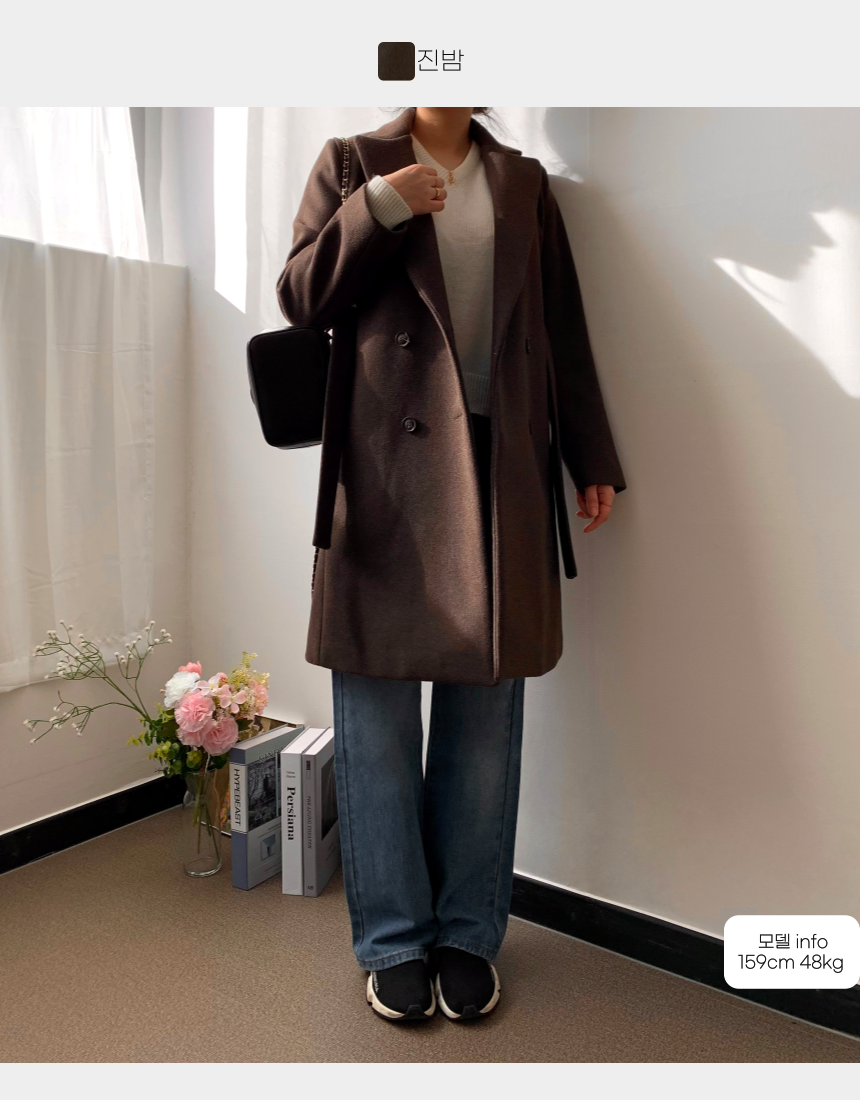 [누빔버전추가] 핏좋은 키작녀롱코트 누빔코트 더블코트 울 여성 겨울 가을 블랙 하객룩 상세 이미지 59