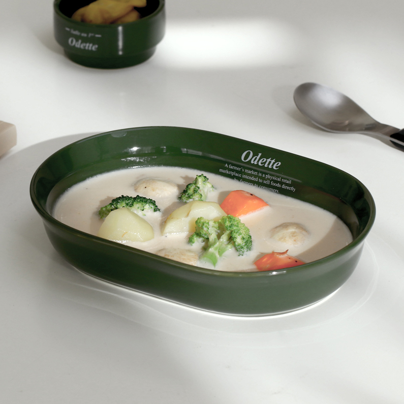 오데뜨 레터링 플레이팅 접시 오벌 파스타볼 - 상품 이미지