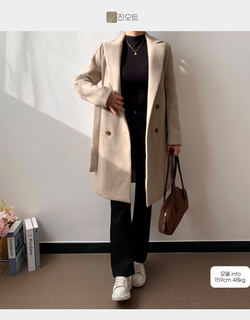 [누빔버전추가] 핏좋은 키작녀롱코트 누빔코트 더블코트 울 여성 겨울 가을 블랙 하객룩 상세 이미지 32