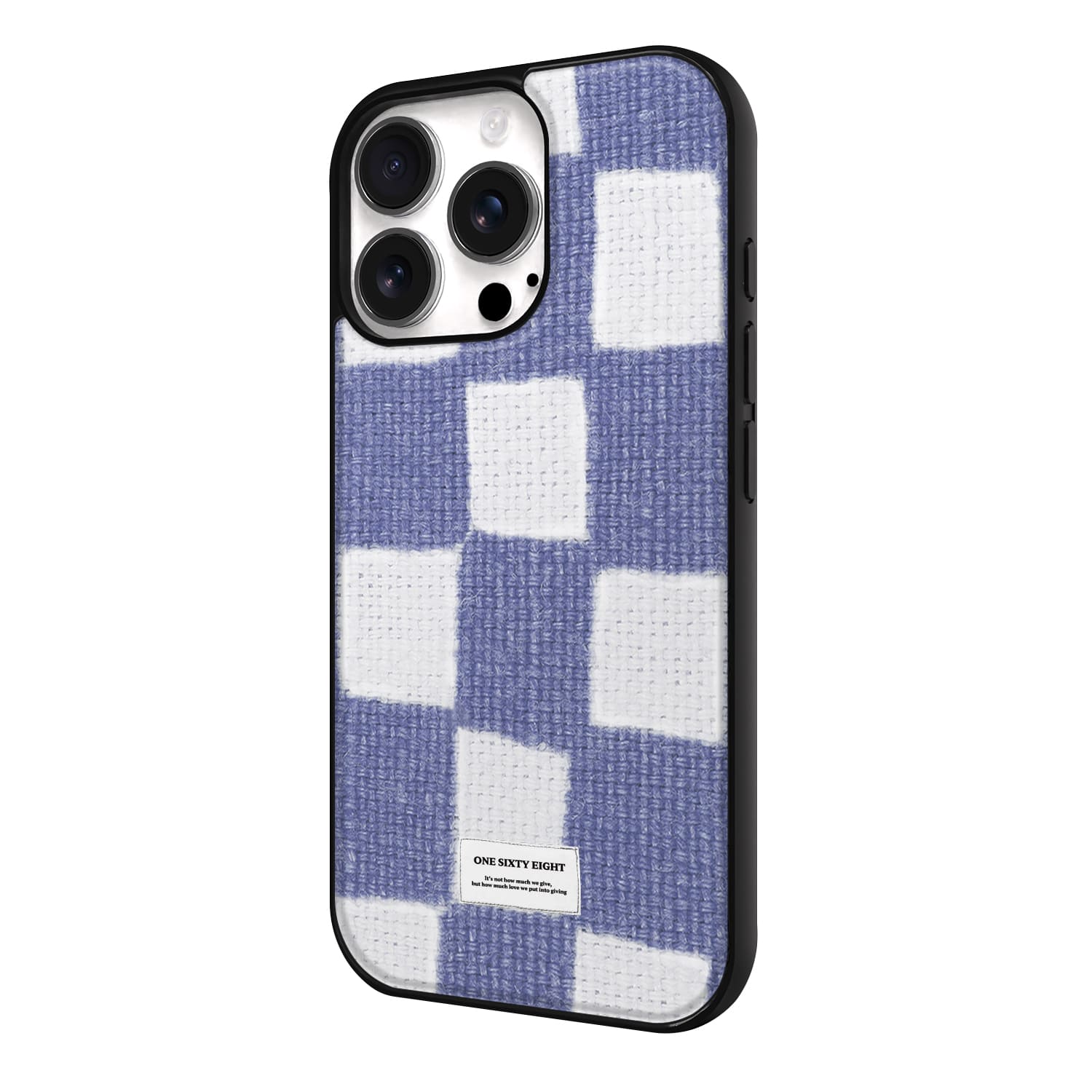 아이폰16 프로 맥세이프 케이스 심플 스웨이드 니트 체크 블루 - 상세 이미지 4