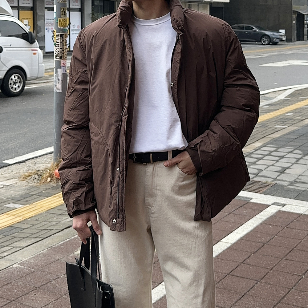 남자숏패딩 오버핏 하이넥 웰론 겨울 점퍼 남자 패딩