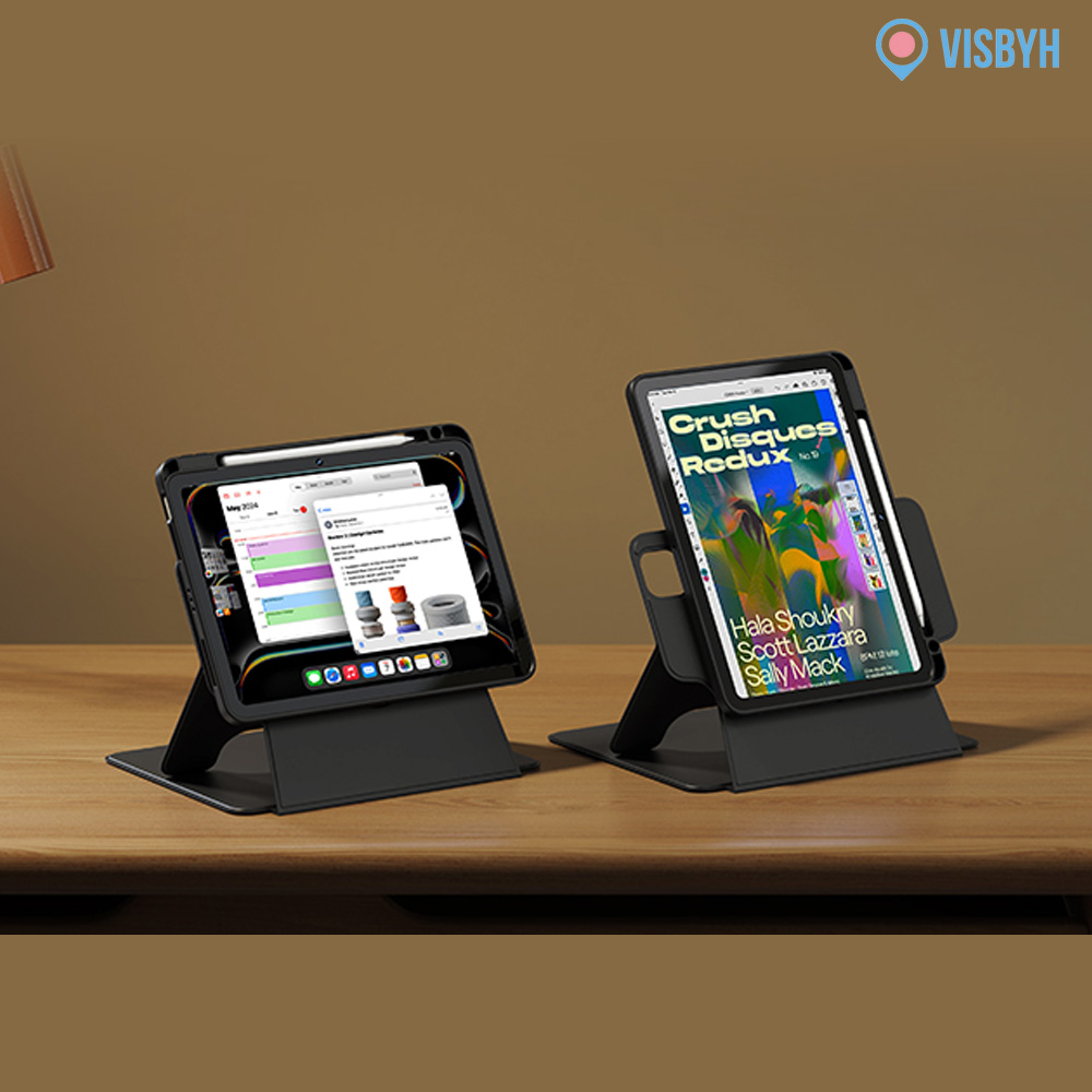 비스비 플렉스뷰 마그네틱 케이스/ 가로세로회전스탠딩/ 다크 그레이, 아이패드프로12.9 6/5/4세대 - 상세 이미지 4