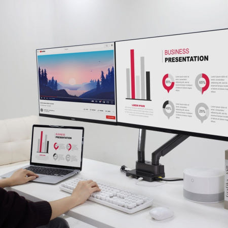 CamelMount DMA2DS 싱글 듀얼 도킹 모니터암 그레이 [AWV863]