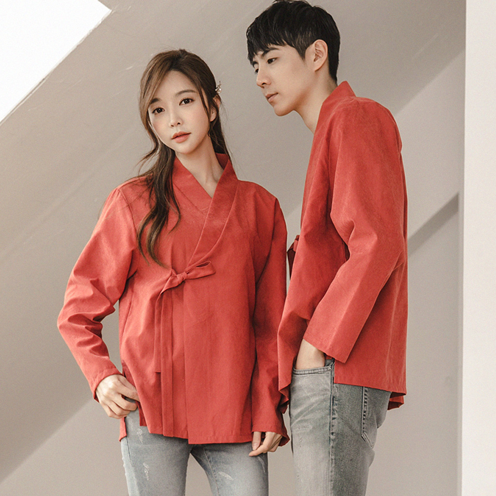 아리 다홍 저고리 남여공용 커플 남자 한복반티