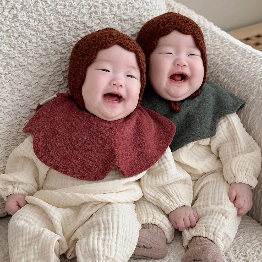 [바니블라썸] 빅사이즈 테리롤링 턱받이 아기 빕 테리빕 타올턱받이 침받이 크림