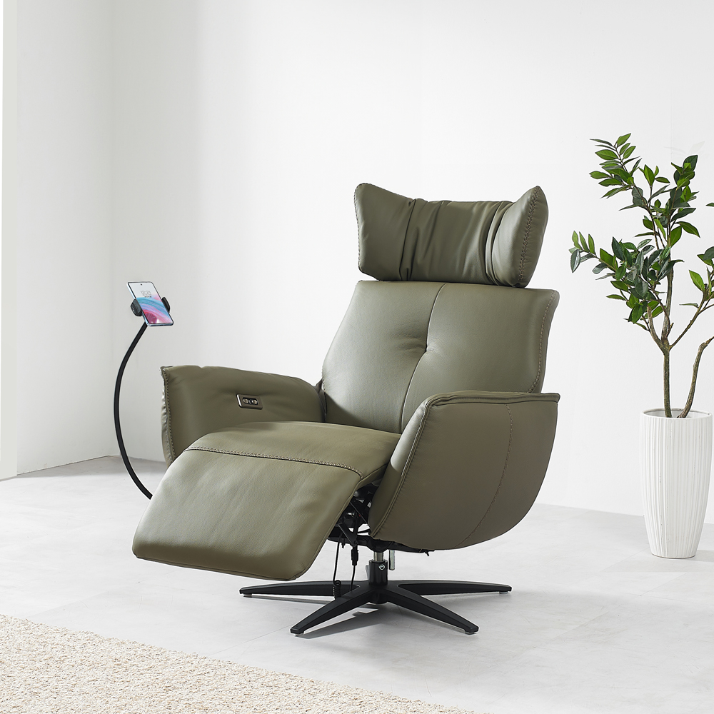 서광퍼니처 리즈 천연면피 가죽 1인 전동 리클라이너 소파 hw