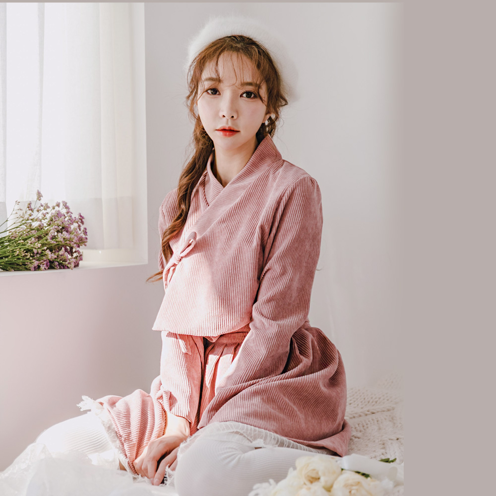 생활한복세트 분홍화 저고리 + 미니 핑크 허리치마 생활한복 개량 계량 퓨전 반티 - 상품 이미지