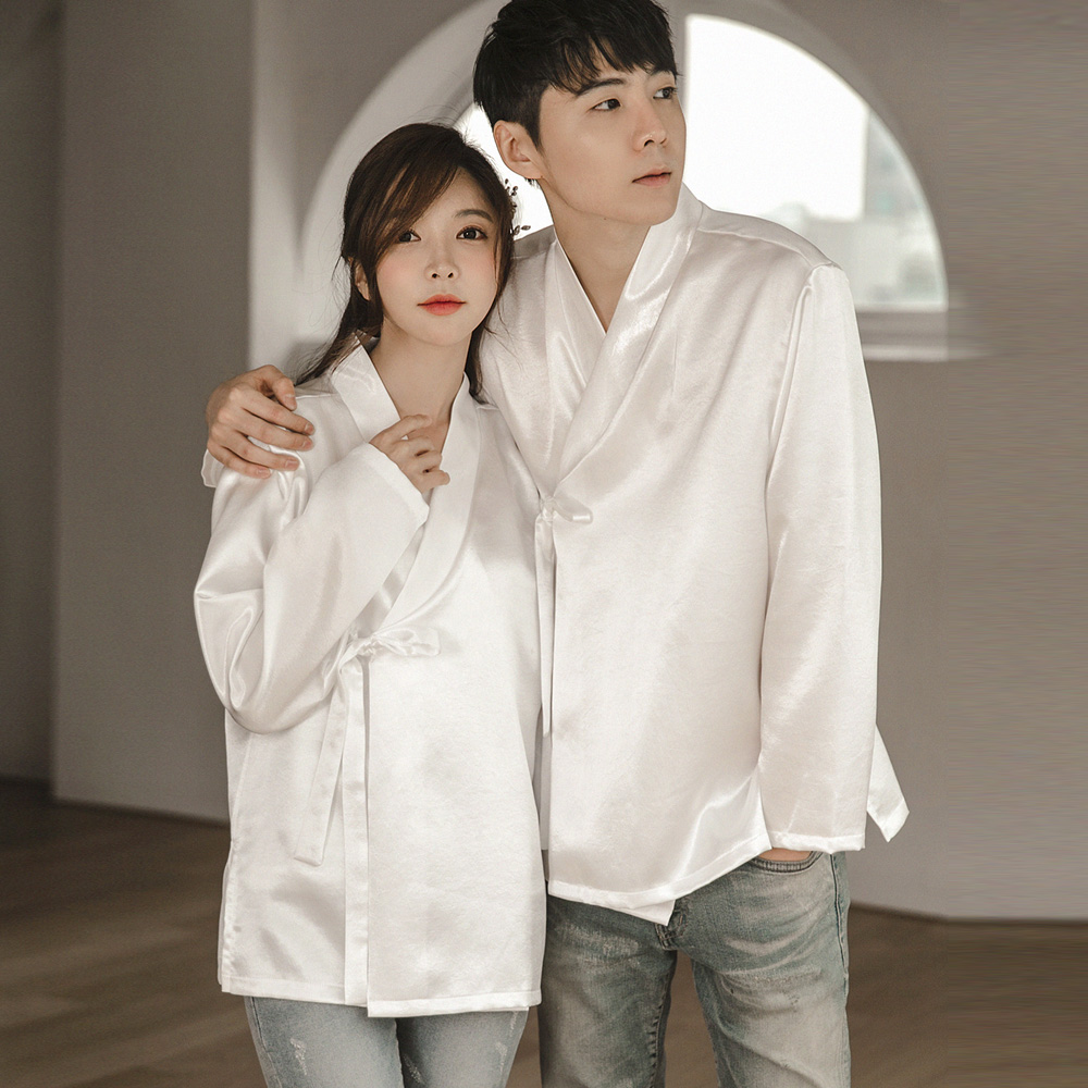 로화 백색 저고리 남여공용 커플 남자 한복반티